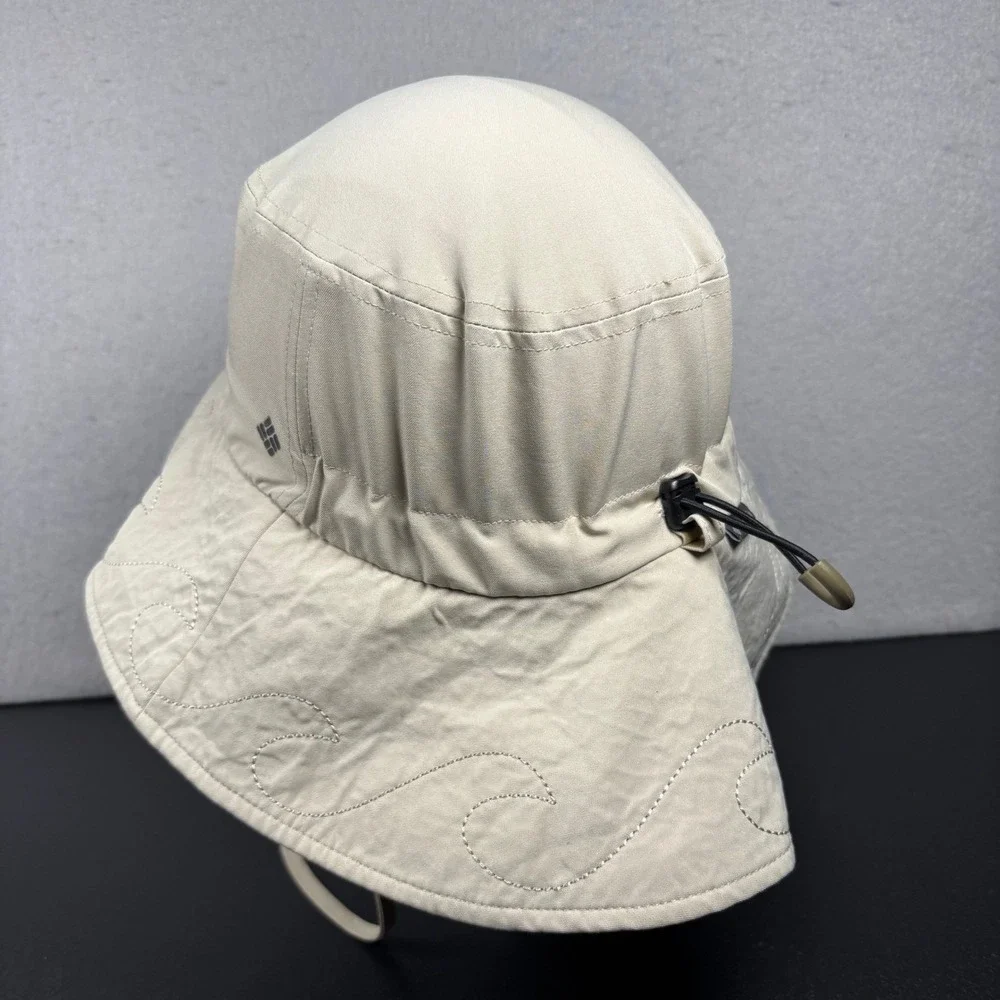 Columbia Womens Bora Bora Booney Sun Hat Beige Wave Embroidery Wide Brim OSFM